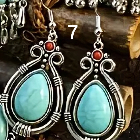 Bohemian Earrings Western Dangle Blue Silver Boho Cowgirl Earrings Rodeo Jewelry - Picture 8 of 16